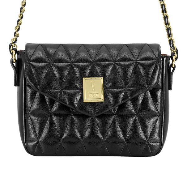 Bolsa Shopper Vizzano Feminina Preta vista lateral mostrando textura e detalhes